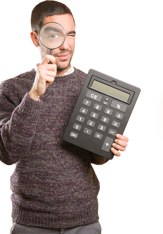 Financial advisor using calculator